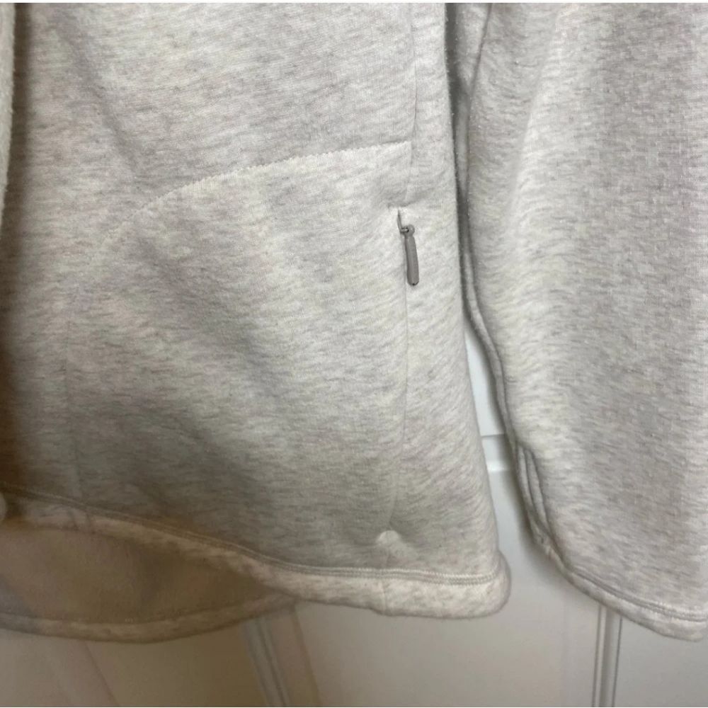 Athleta Cozy Karma Asym Asymmetrical Zip Sweatshirt Sz XSMALL Ivory/Grey - Picture 9 of 12